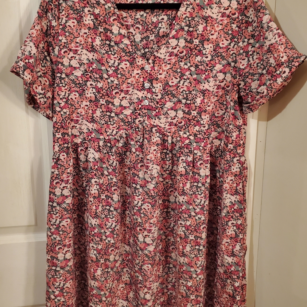 Floral Pink and Black Women's Dress